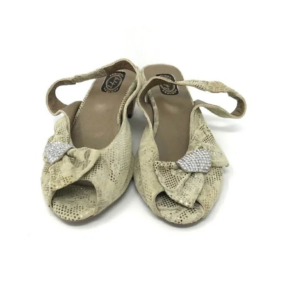 Salpy Womens Slingback Shoes Heels Beige Leather 6